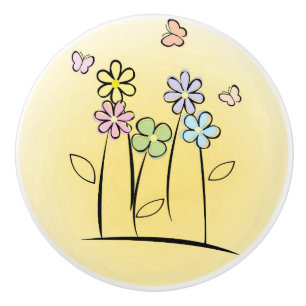 Sketchy Blume Keramik Stift oder Knochen Keramikknauf