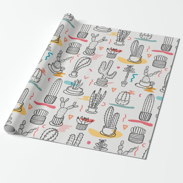 Sketchy Cacti Delight Geschenkpapier (Ungerollt)