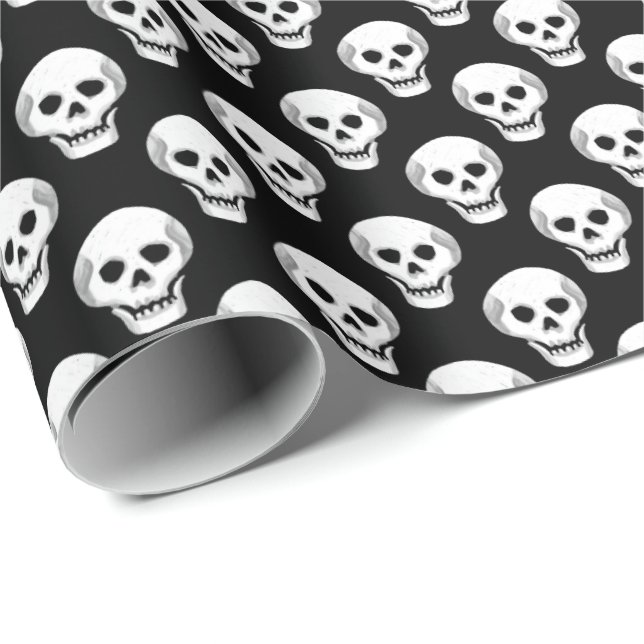Sketchy Halloween Skull Pattern Geschenkpapier (Rolleneckpunkt)