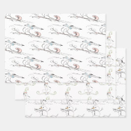 Sketchy Hund Weihnachtswrapping Paper Flat Sheet S Geschenkpapier Set