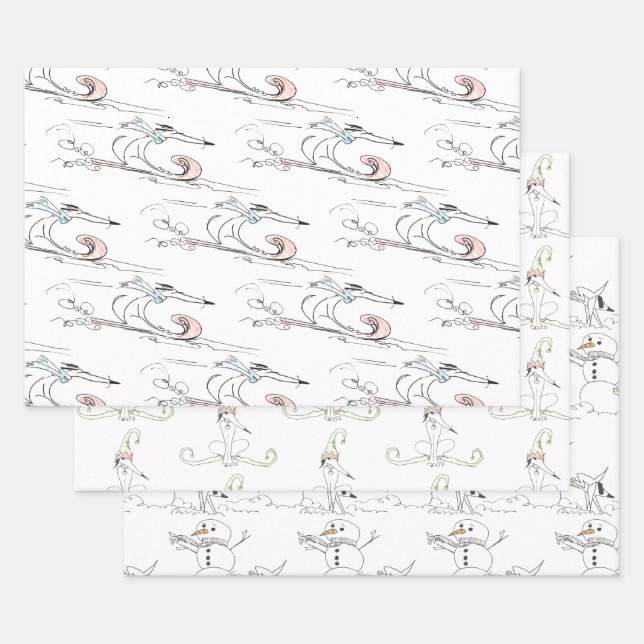 Sketchy Hund Weihnachtswrapping Paper Flat Sheet S Geschenkpapier Set (Set)