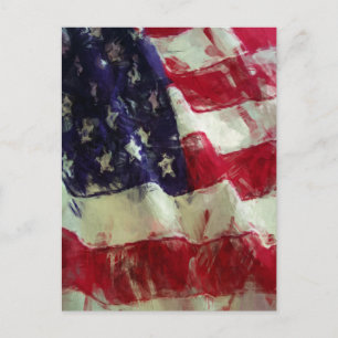 Sketchy Painting Style USA Flag Postkarte
