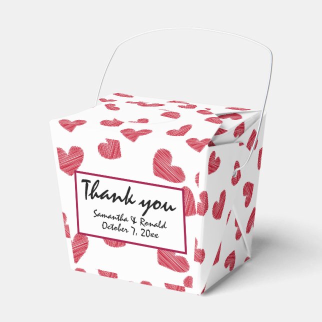 Sketchy Red Heart Gastgeschenk Hochzeit Box Geschenkschachtel (Vorderseite)