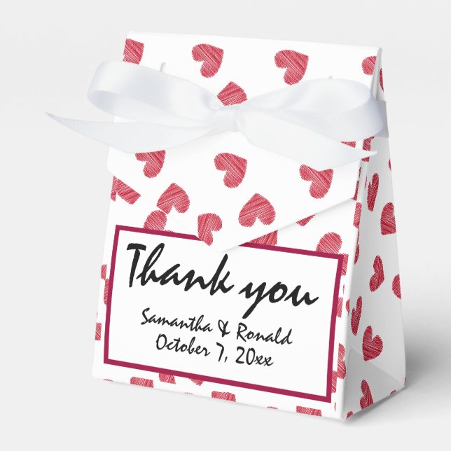 Sketchy Red Heart Gastgeschenk Hochzeit Box Geschenkschachtel (Vorderseite)