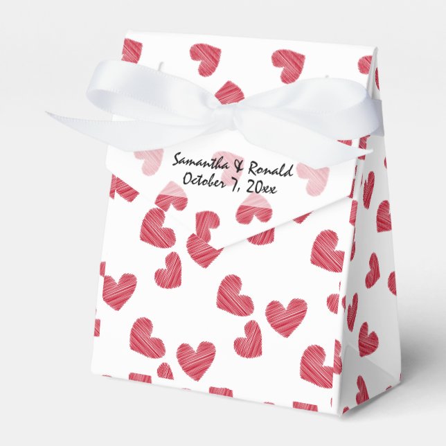 Sketchy Red Heart Gastgeschenk Hochzeit Box Geschenkschachtel (Vorderseite)