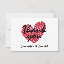 Sketchy Red Heart Wedding Dankeschön Card Dankeskarte