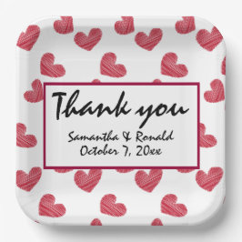 Sketchy Red Heart Wedding Pappteller