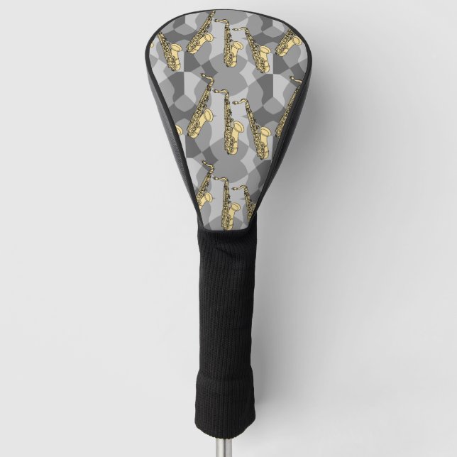 Sketchy Saxophon Gray Pattern Golf Headcover (Vorderseite)