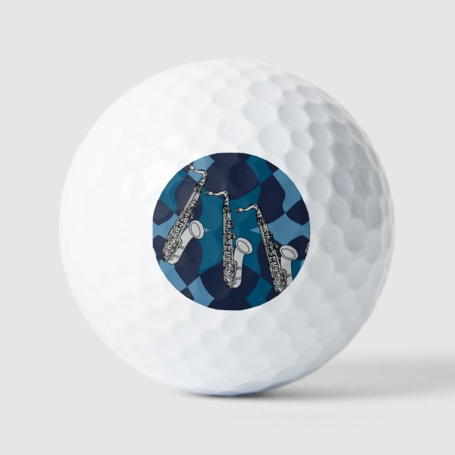Sketchy Saxophon Gray Pattern Golfball (Vorderseite)