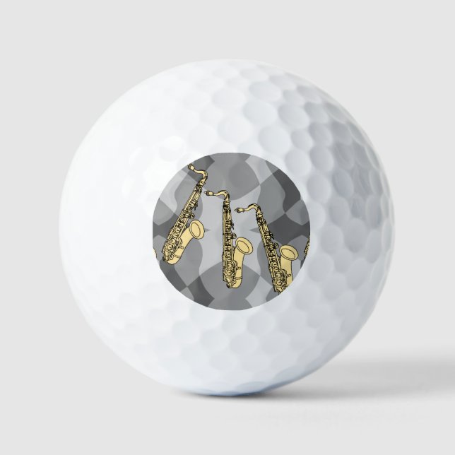 Sketchy Saxophon Gray Pattern Golfball (Vorderseite)