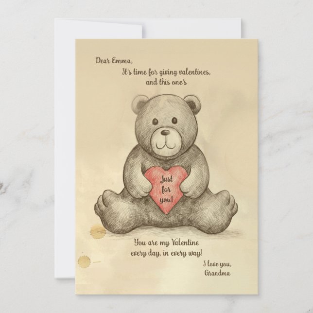 Sketchy Teddy Bear Card Einladung (Vorderseite)