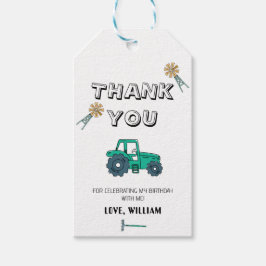 Sketchy Tractor Boy Birthday Thank You Favors Geschenkanhänger