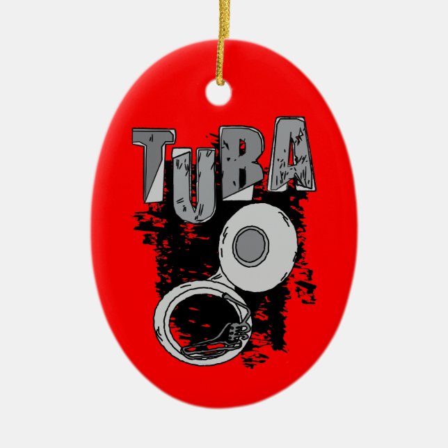 Sketchy Tuba und Text Keramik Ornament (Vorne)