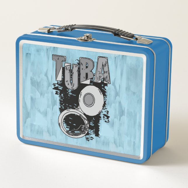 Sketchy Tuba und Text Metall Brotdose (Vorderseite)
