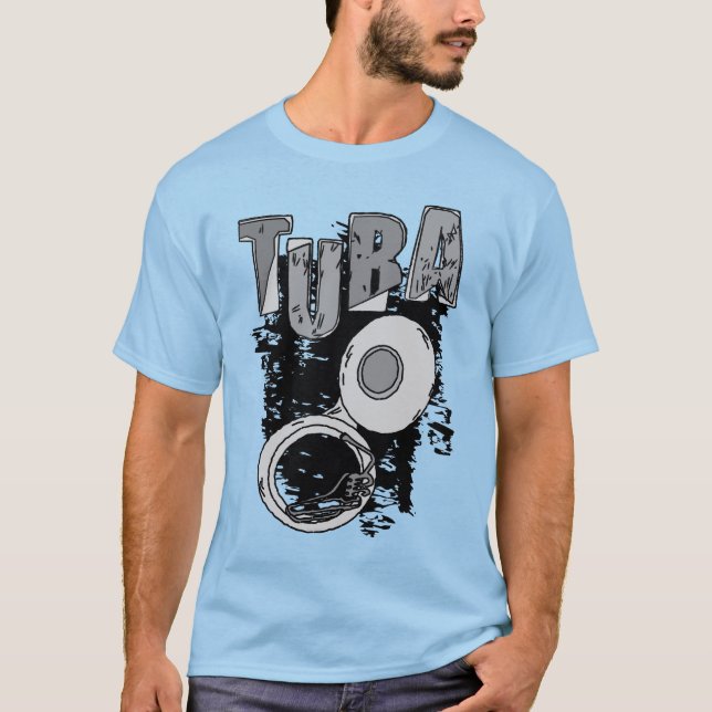 Sketchy Tuba und Text T-Shirt (Vorderseite)