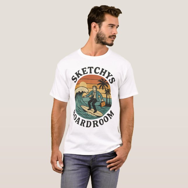 Sketchys Boardroom - Retro surf tshirt  (Vorne ganz)