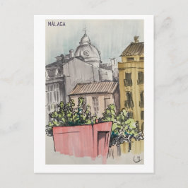 Skethchbook-Seiten. Málaga. Marker Postkarte