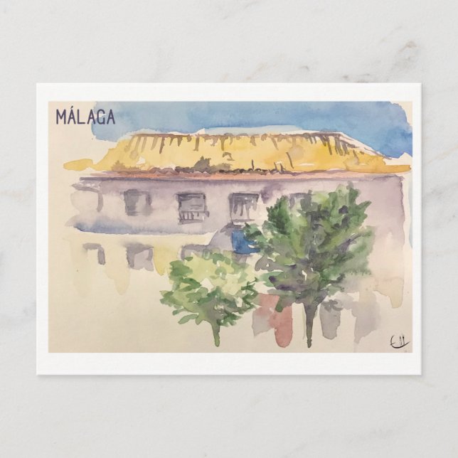 Skethchbook-Seiten. Málaga Postkarte (Vorderseite)