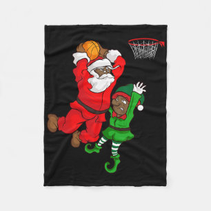 Sketll Black African American Santa Claus Dunk Elf Fleecedecke