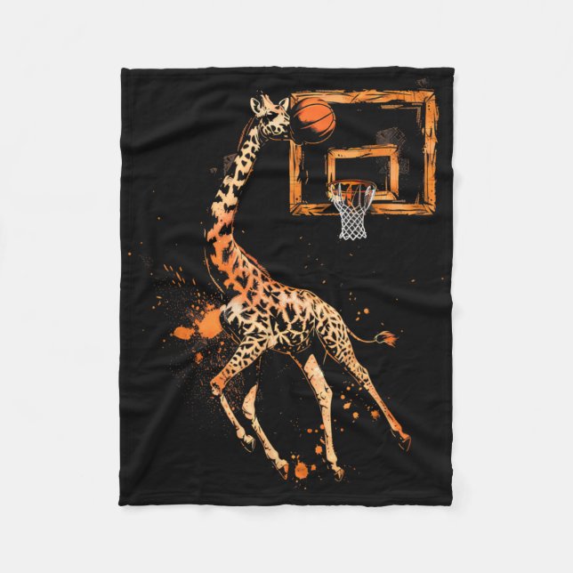 Sketll Giraffe Slam Dunk Zeichnend Sketch Lover Fleecedecke (Vorderseite)