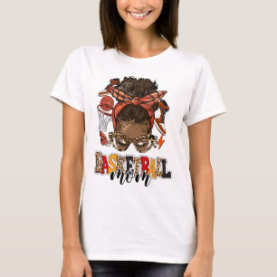 Sketll Mama Game Day Messy Bun Leopard Muttertag T-Shirt