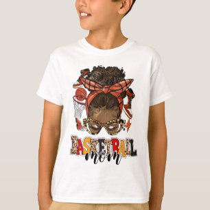 Sketll Mama Game Day Messy Bun Leopard Muttertag T-Shirt
