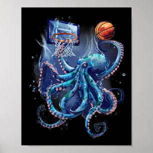Sketll Octopus Slam Dunk Sketll Spieler Kunstwerk Poster