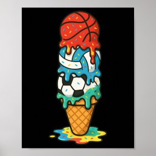 Sketll Volleyll Fußball Eiscreme Tropf Sommer Spie Poster