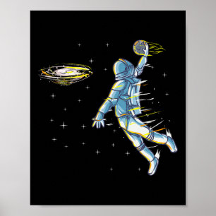 Sketll Weltraum Astronaut Slam Dunk Jam Sport Humo Poster