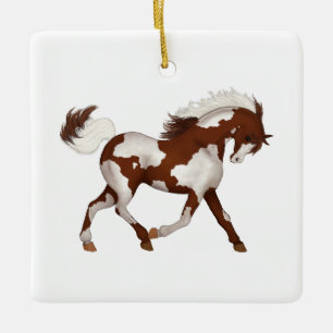 Skewbald Pinto Paint Horse Pony Reitschiff Charm Keramikornament