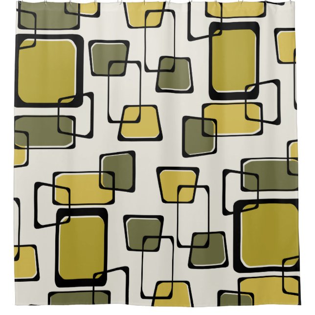 Skewed Squares, Muster des Mitteljahrhunderts Duschvorhang (Vorderseite)