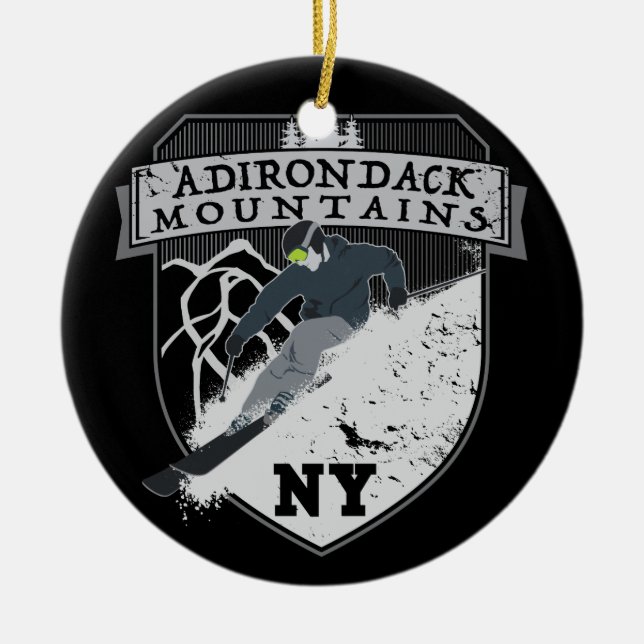 Ski Adirondack Berge, NY Keramik Ornament (Vorne)