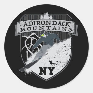 Ski Adirondack Berge, NY Runder Aufkleber