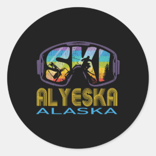 Ski Alyeska Alaska Skiferien Runder Aufkleber