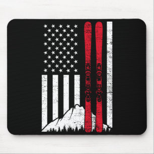 Ski amerikanische Flagge Skifahren patriotischer S Mousepad