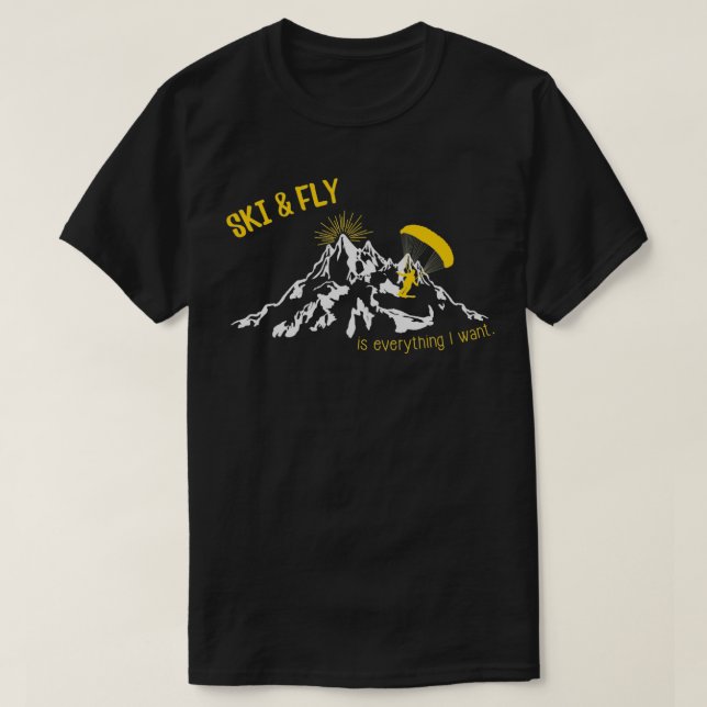 Ski amp Fly Paragliding in den Bergen T-Shirt (Design vorne)