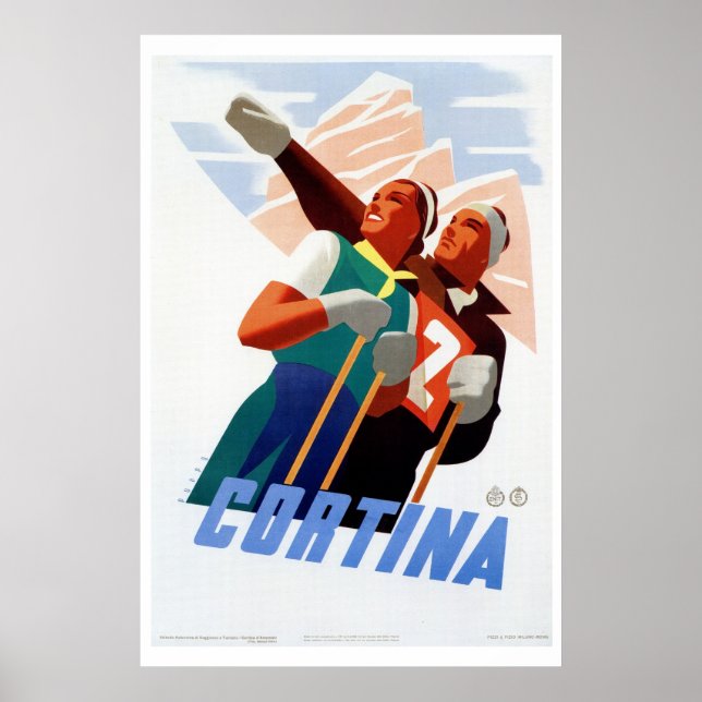 Ski Art déco vintage en Italie (Devant)