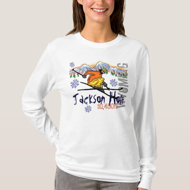 Ski-Aufzug Hoodie Jackson Hole Wyoming T-Shirt (Vorderseite)