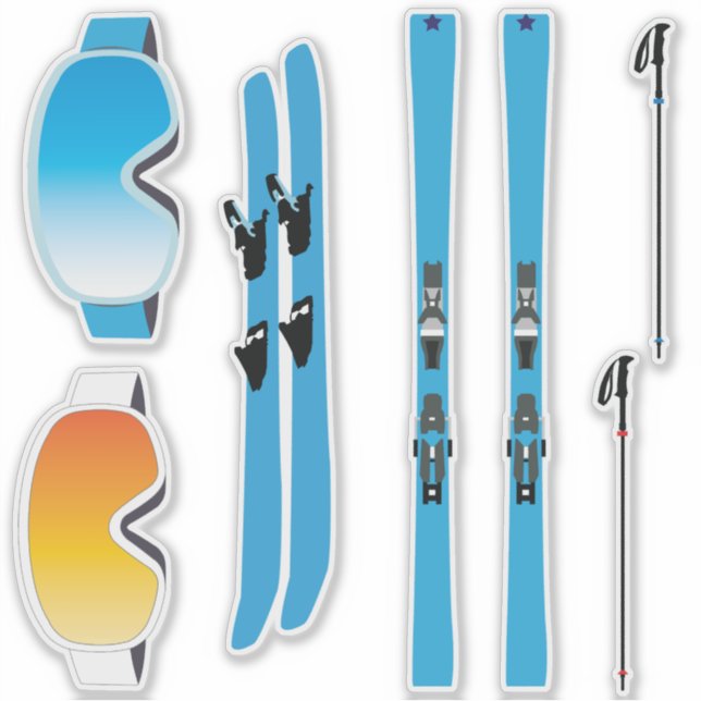 Ski-Ausrüstung-Sticker-Set Aufkleber (Vorderseite)