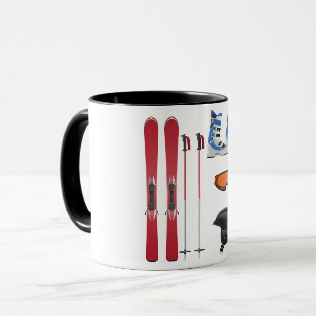 Ski-Ausrüstungs-Tasse Tasse (Vorderseite Links)