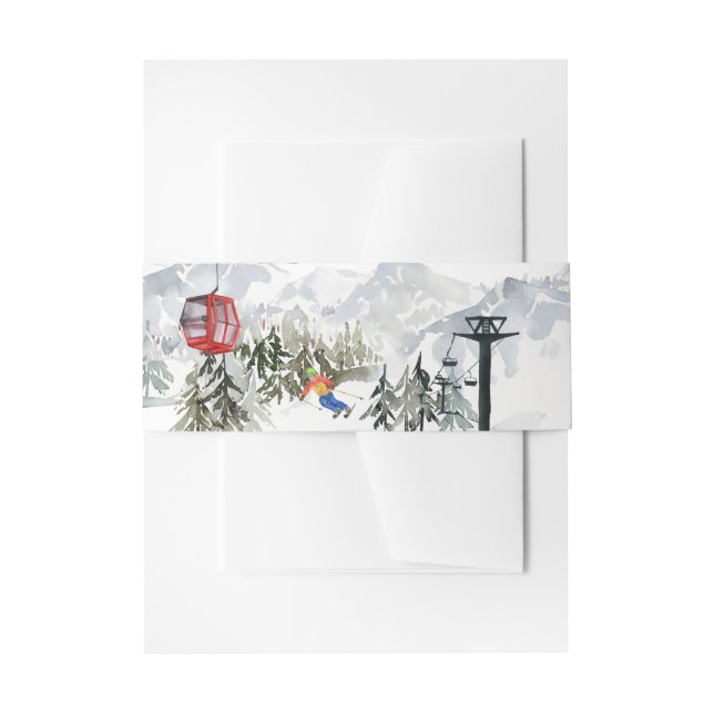 Ski Bachelorette Wasserrutsche Gondel & Kabine Einladungsbanderole (Vorderseite Beispiel)