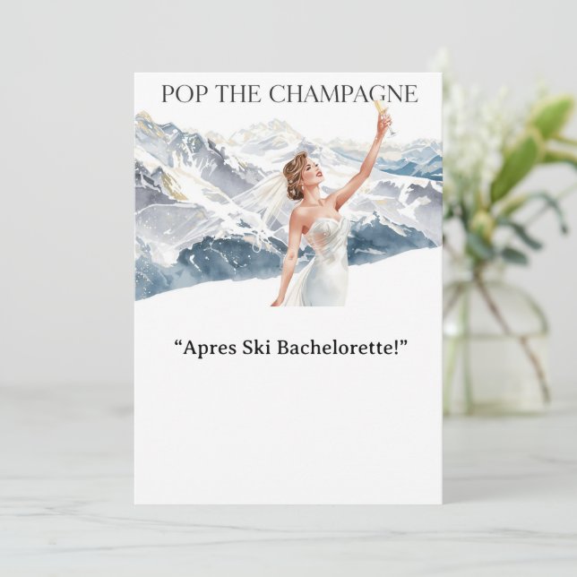 Ski Bachelorette Weekend Bride on the Slopes Einladung (Stehend Vorderseite)
