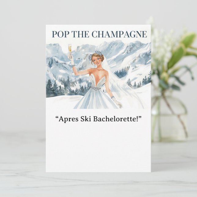 Ski Bachelorette Weekend Bride on the Slopes Einladung (Stehend Vorderseite)