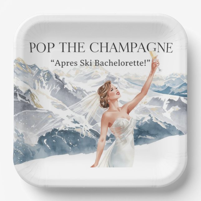 Ski Bachelorette Weekend Bride on the Slopes Pappteller (Vorderseite)