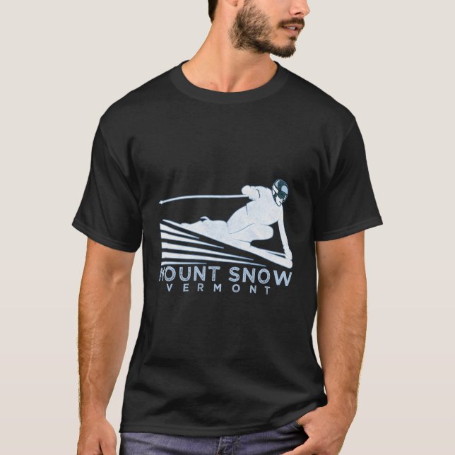 Ski Berg Schnee VT Illustrationsschnee Ski T-Shirt (Vorderseite)