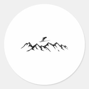 Ski Berg Skifahrer Alpinski Runder Aufkleber
