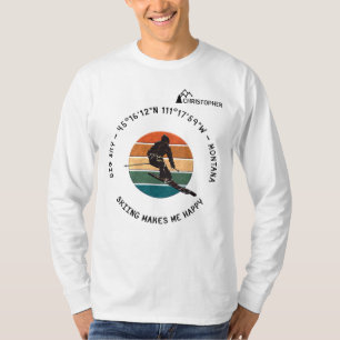 Ski Big Sky, Montana - Man Skier, Schwarzer Text T-Shirt