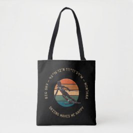 Ski Big Sky, Montana Skier, Gelber Text Tasche