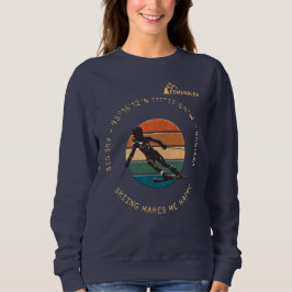 Ski Big Sky, Montana - Woman Skier Gelber Text Sweatshirt