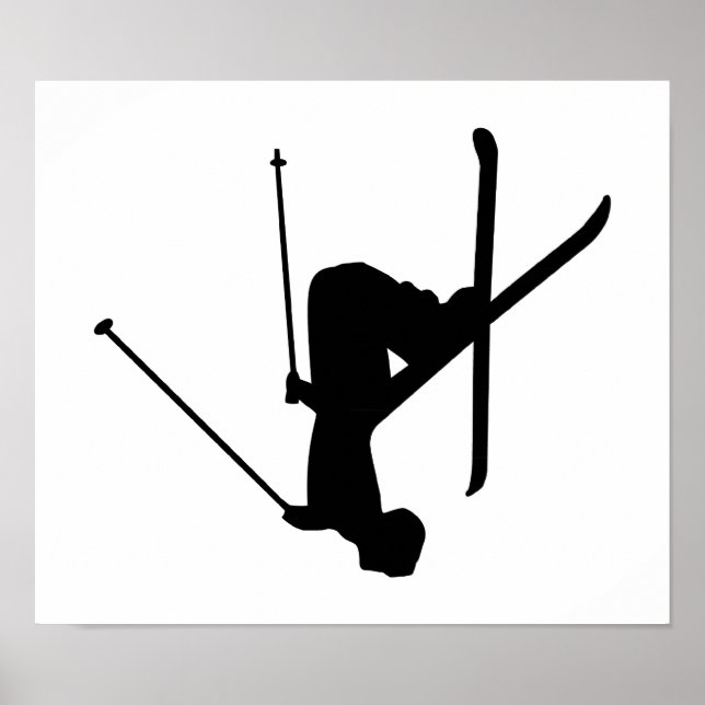Ski Black Silhouette Poster (Vorne)